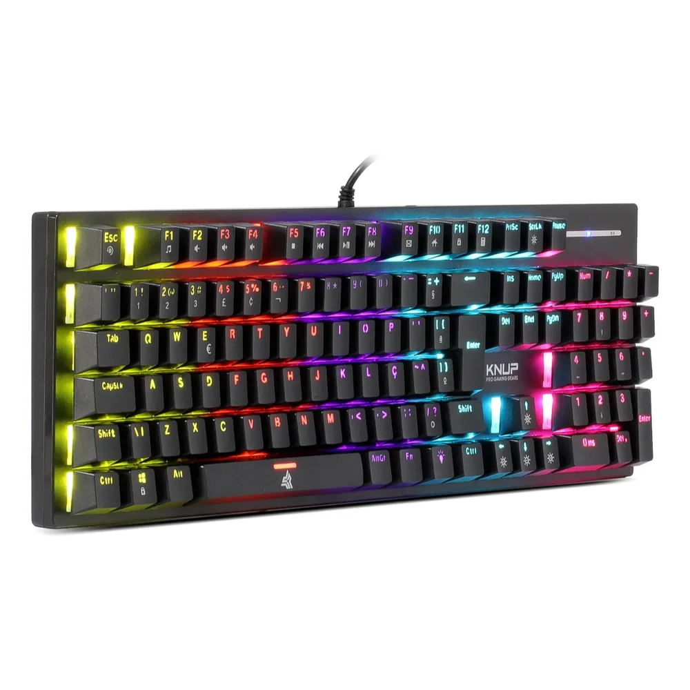 Teclado Gamer Mecanico Knup USB RGB Anti Ghost - KP-TE114