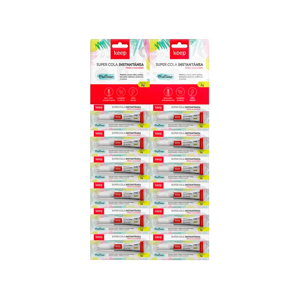 Cola Instantânea Multiuso Media Viscosidade 2g Cartela Com 12 Unidades Keep - EI083