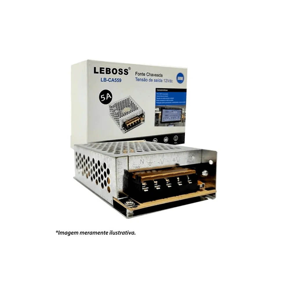 Fonte Chaveada CFTV 12V 5A 60W Leboss - LB-CA559 Truedata