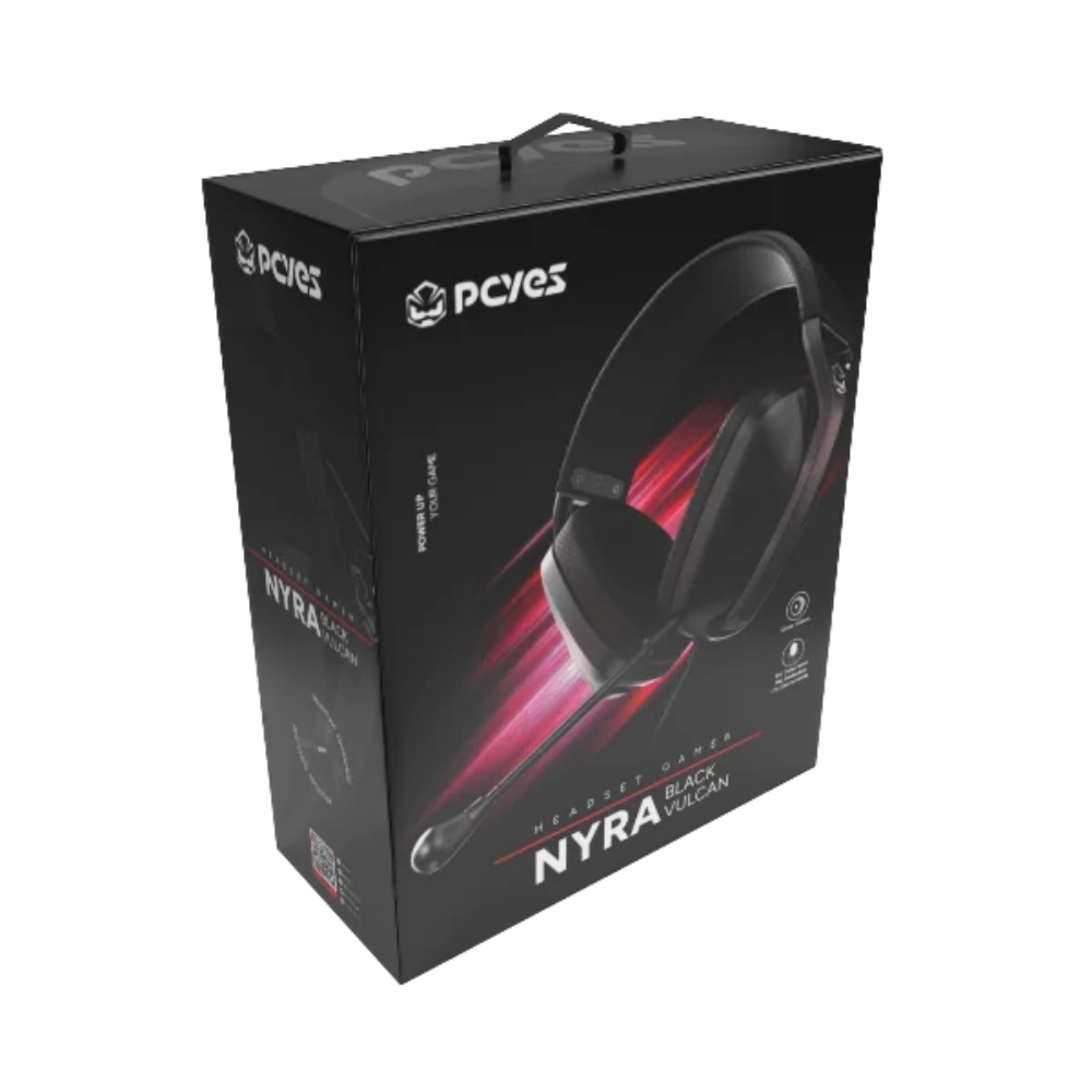 Headset Gamer PCYes Nyra Black Mic Destacável C/ Cabo P2 3,5mm - HGNYBV