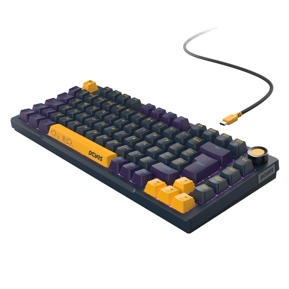 Teclado Gamer Mecanico PCYes Arkeum 75% Switch Red Sunset Edition Azul / Amarelo - AKSS75RBR