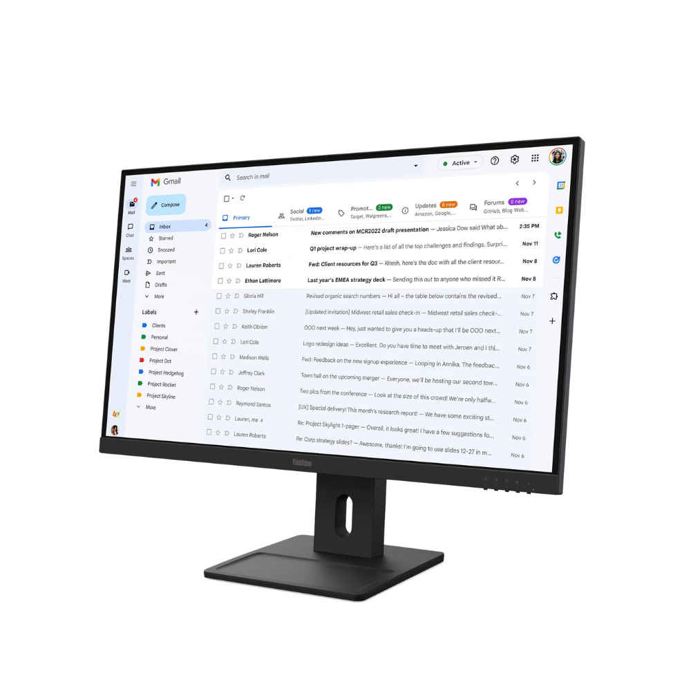 Monitor Corporativo Led 27 Pols Lenovo 1920 x 1080 100hz Full Hd IPS Vga Hdmi Displayport - 64BCMAR4BR