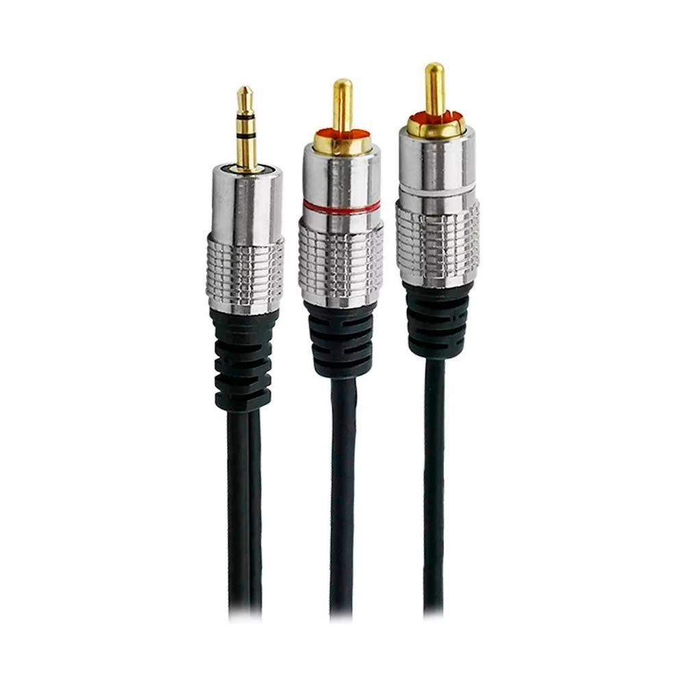 Cabo de Áudio 2 RCA Macho Para P2 3.5mm 3m