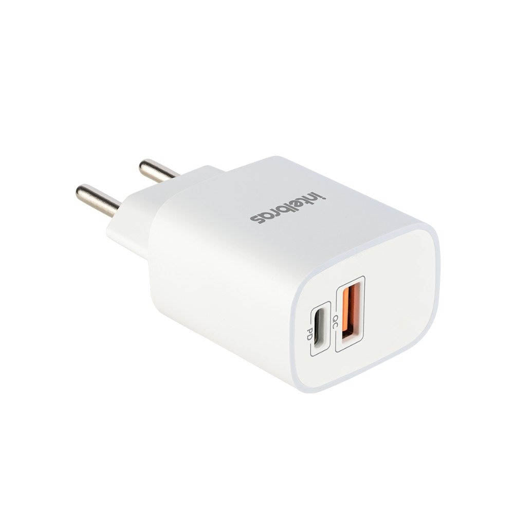Carregador De Parede com 1 Saída Usb 2,4A + 1 Saída Tipo C PD 20W Intelbras EC11 Branco - 4820046