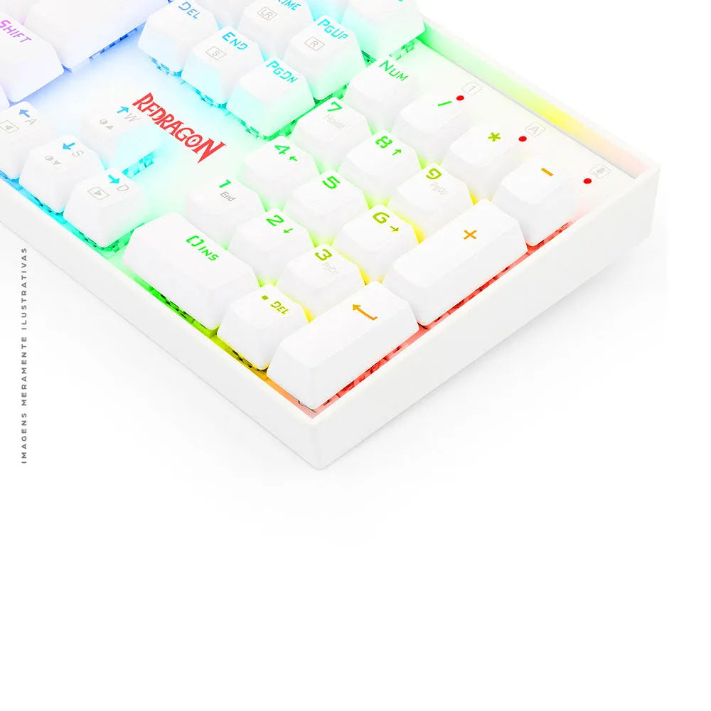 Teclado Gamer Mecânico Redragon Mitra Lunar RGB Branco - K551W-RGB (PT-RED)