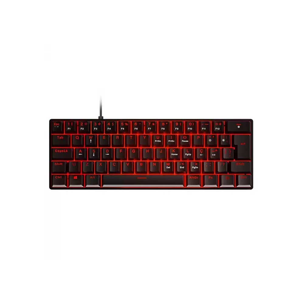 Teclado Gamer Mecanico PCYes Zot Outemu Brown Hotswap Abnt2 Led Vermelho Preto - PZOHBWV
