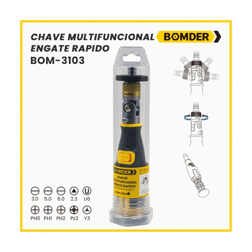 Chave Multifunções Tipo Catraca Engate Rapido 10 Pontas Bonder - BOM-3103