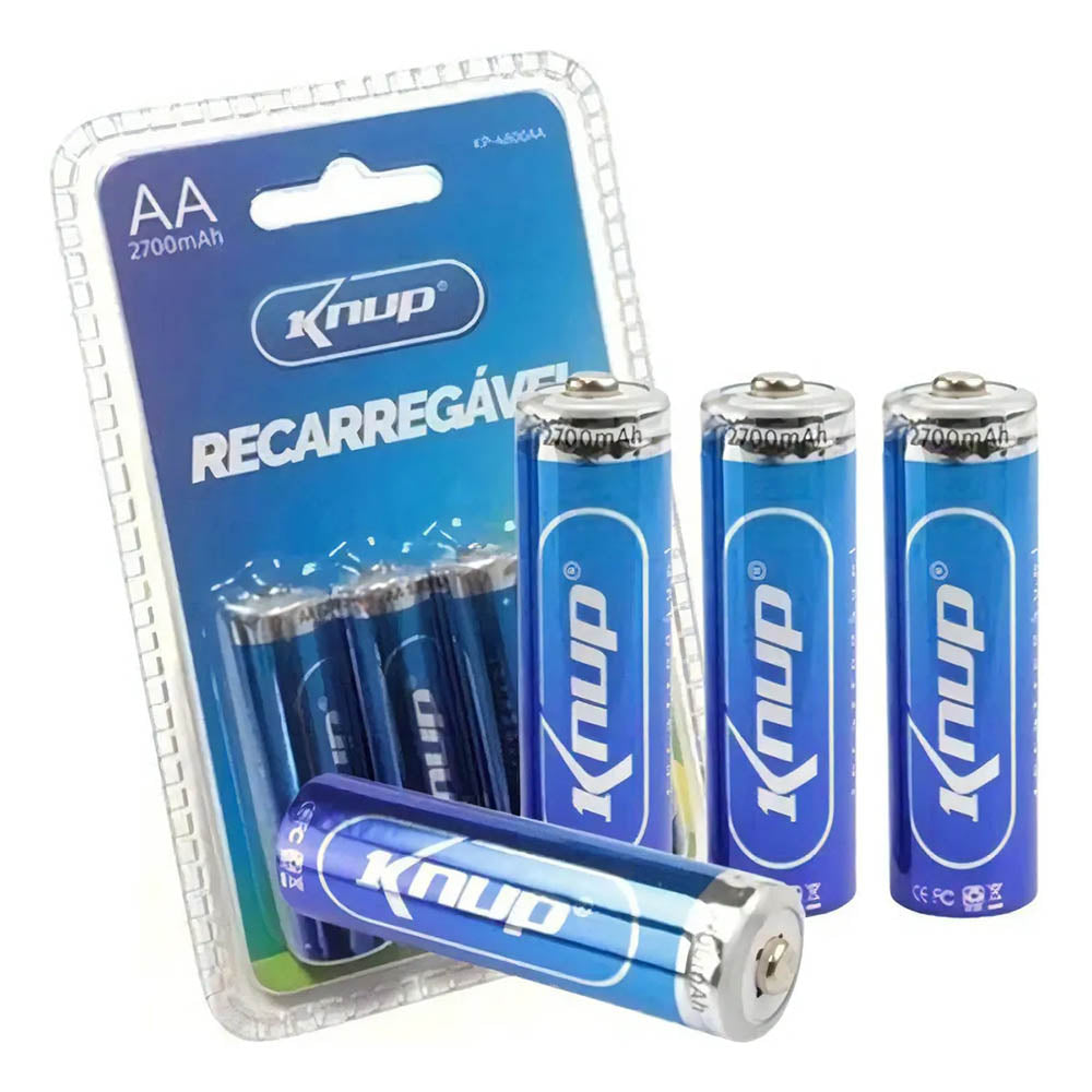 Pilha Recarregável AA 2700mah Knup (Blister C/ 4 Pilhas) - KP-4800AA