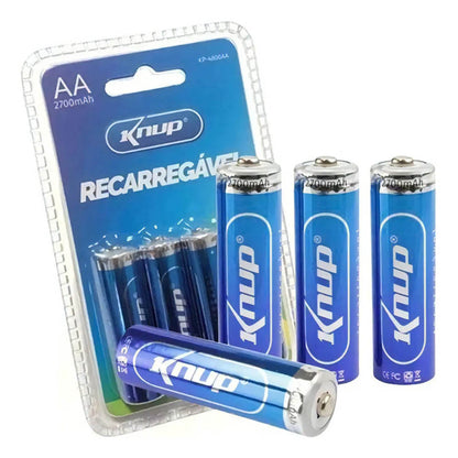 Pilha Recarregável AA 2700mah Knup (Blister C/ 4 Pilhas) - KP-4800AA