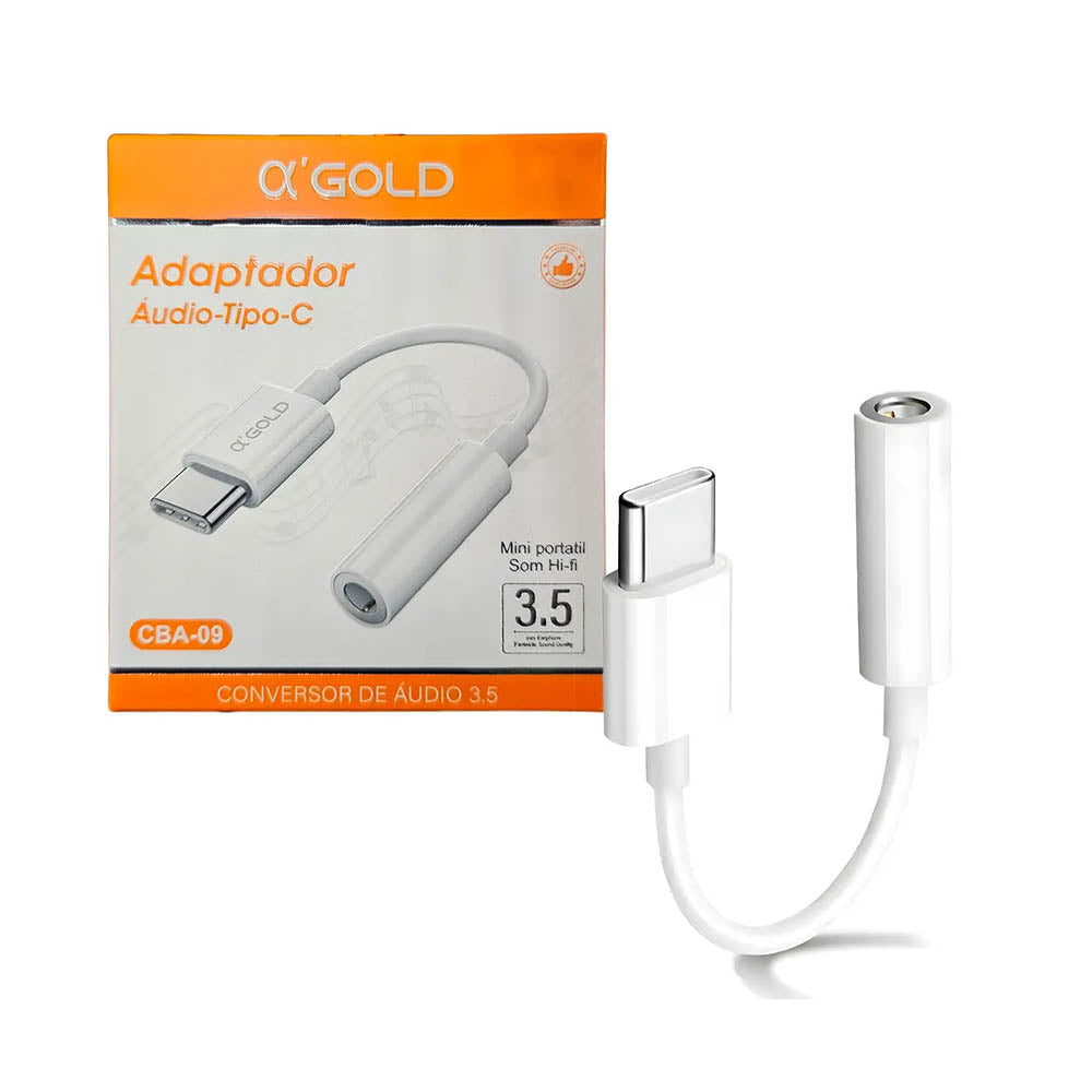 Cabo Adaptador de Som P3 Femea Para USB Tipo C aGold - CBA-09