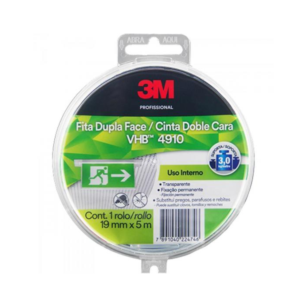 Fita Dupla Face 3M Estojo Transparente VHB 19mm x 5m - 61305