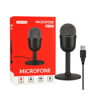 Microfone de Mesa Usb Dinâmico 48KHZ Tomate - MT-1061