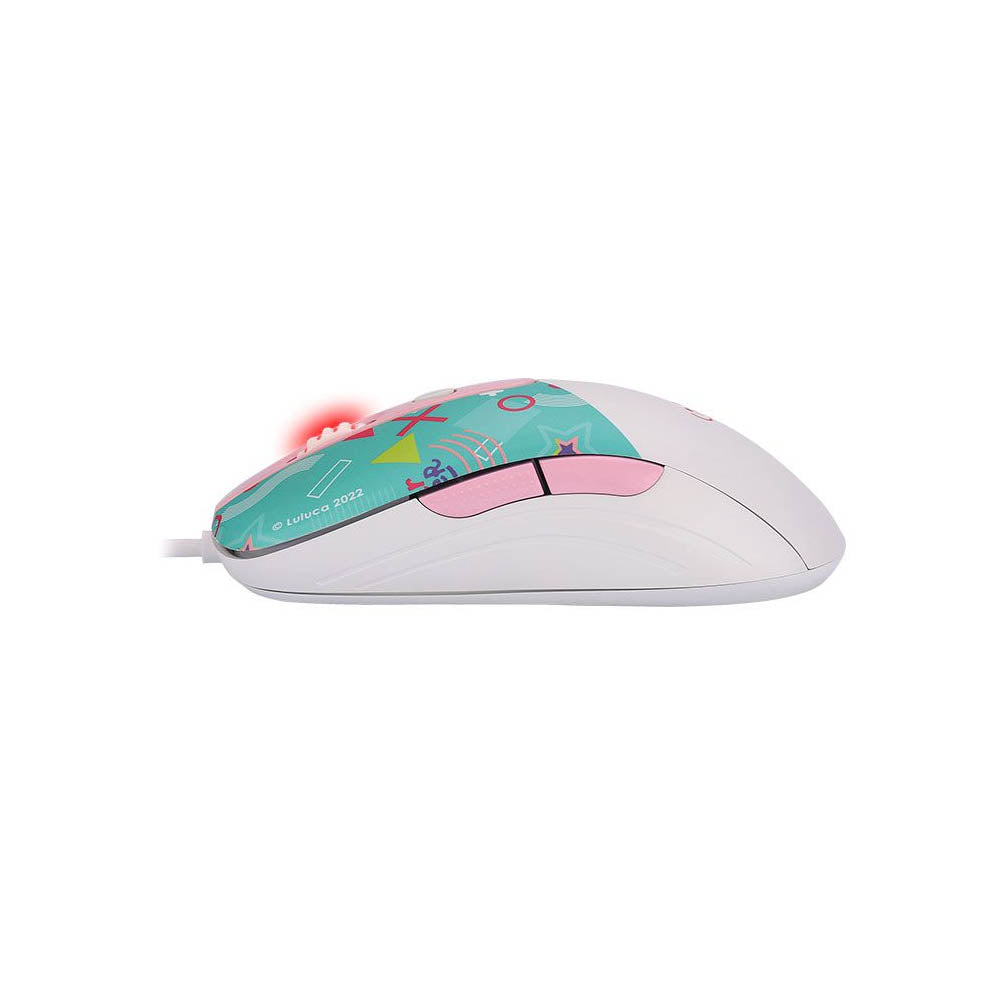 Mouse Gamer Redragon Luluca 7200dpi 5 Botões Branco C/ Estampa RGB - L703