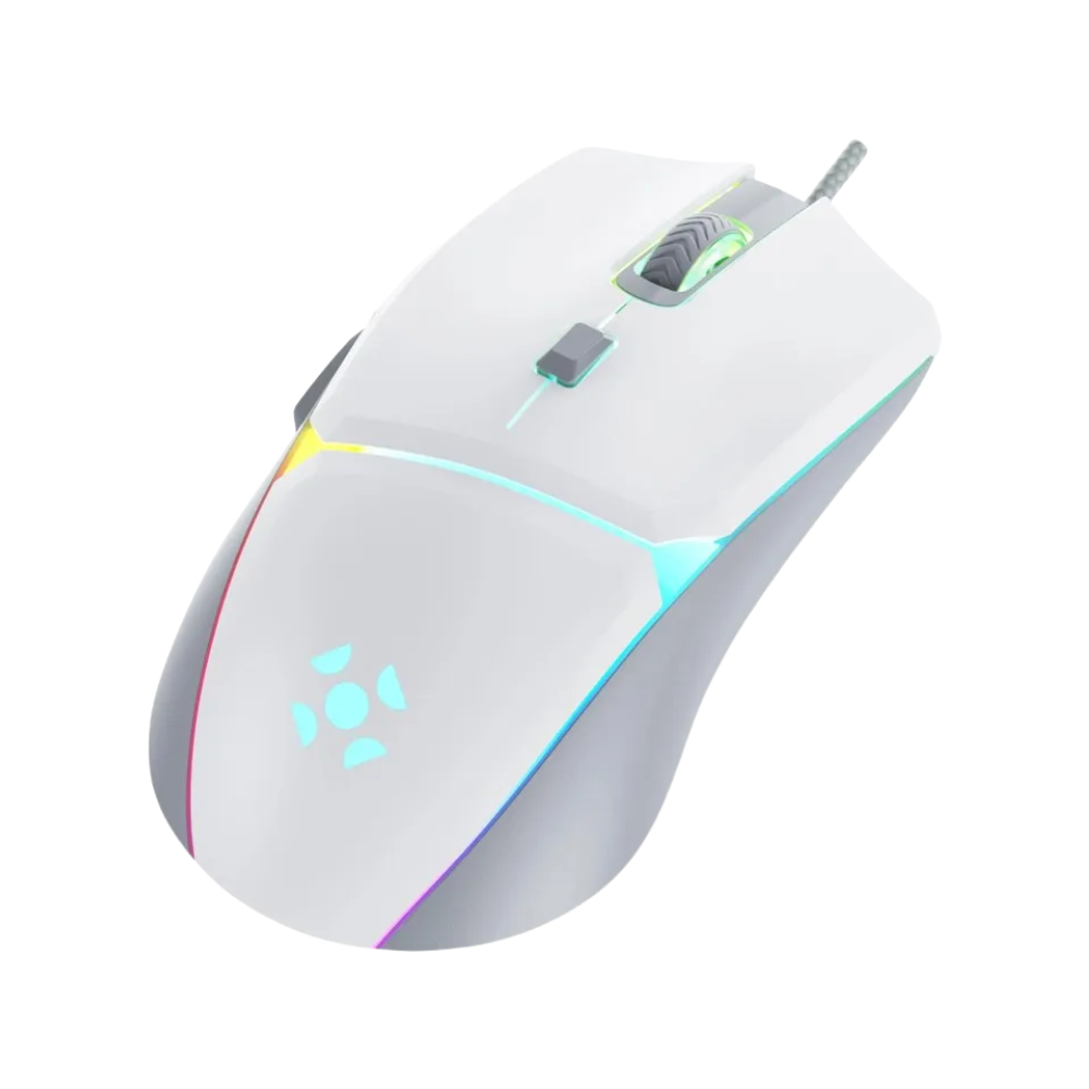 Mouse Gamer Usb Fortrek Crusader Rgb 12800 Dpi Branco