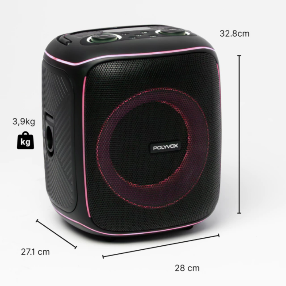 Caixa De Som Bluetooth Polyvox Karaokê 160w C/ RGB e 2 Microfones Preta - XK-1