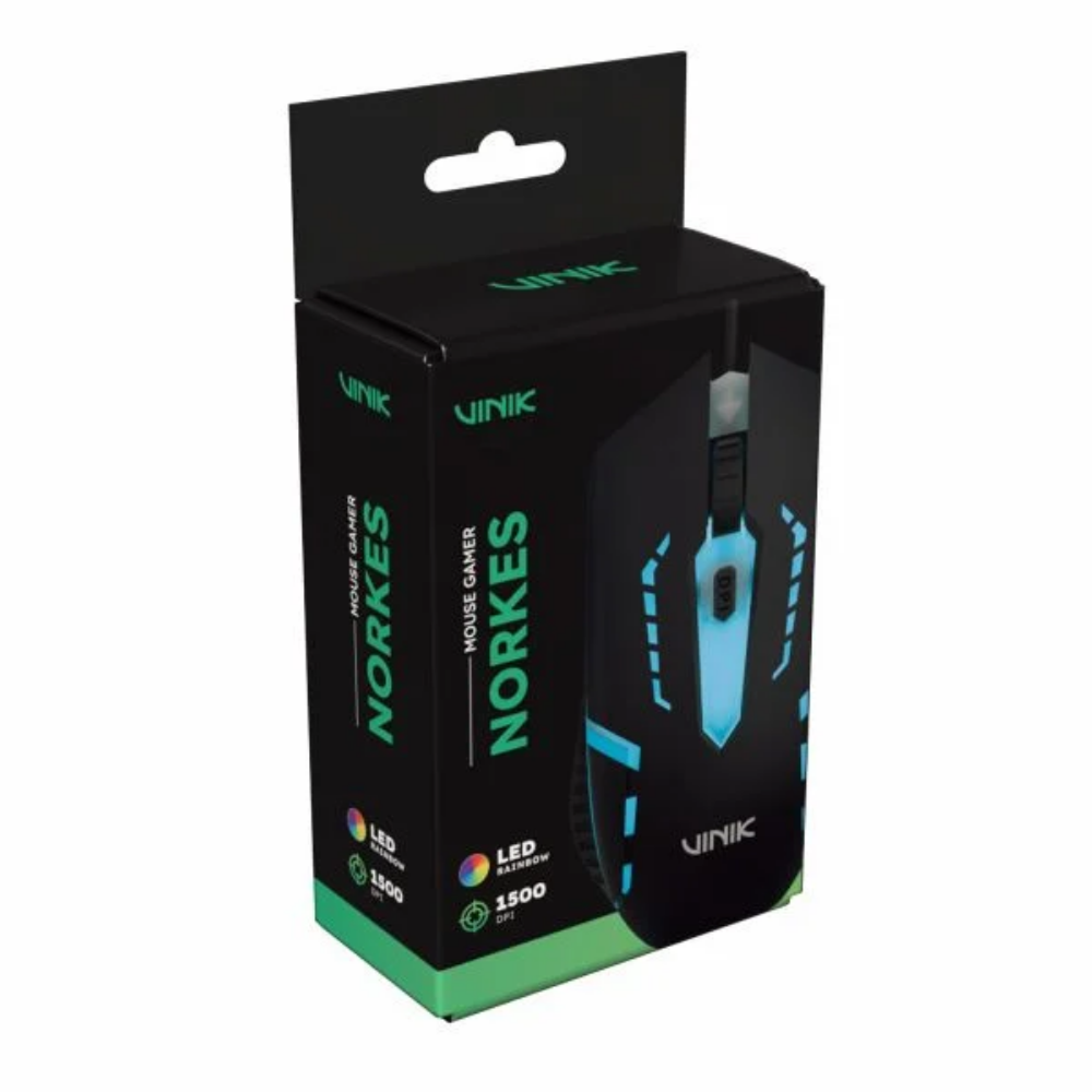 Mouse Gamer Usb Vinik Norkes 1500Dpi Rgb Rainbow 1.5m Preto - MGNKRGB