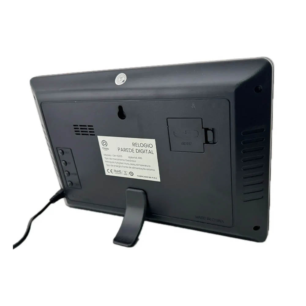 Relogio De Parede e Mesa 30cm Led Digital Hora Calendário Temperatura  Oasis - OIH-6205