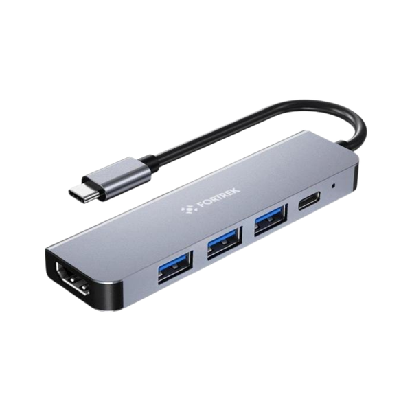 Hub Adaptador USB-C Fortrek Com 5 Portas 3x USB-A 1x HDMI 1x USB-C Preto - 85971