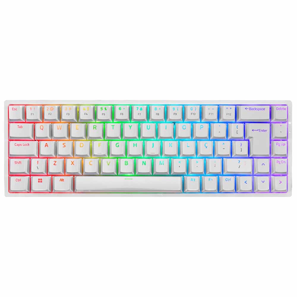 Teclado Gamer Mecanico Akko 3068B Plus White Switch Akko Orange RGB Branco