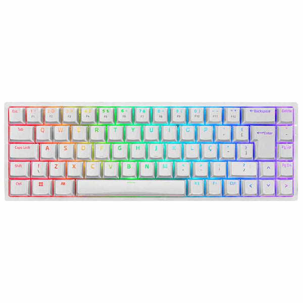 Teclado Gamer Mecanico Akko 3068B Plus White Switch Akko Orange RGB Branco