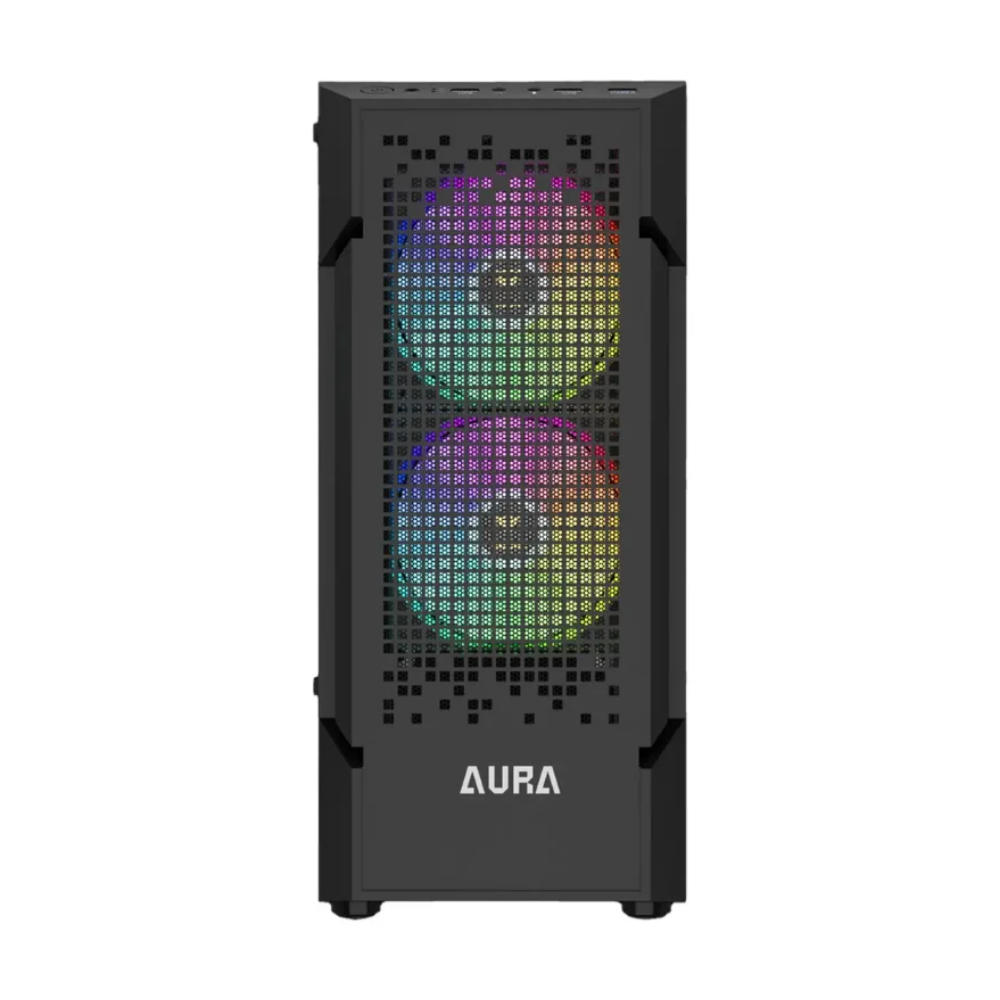 Gabinete Gamer Gamdias Mid Tower Aura GC7 Preto Com Lateral em Vidro Temperado + 3 Fans ARGB