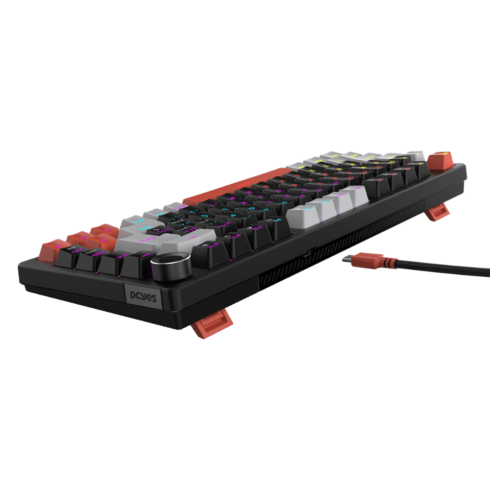 Teclado Gamer Mecanico PCYes Arkeum 75% Switch Blue Black Vulcan Preto / Cinza e Vermelho - AKBV75BBR
