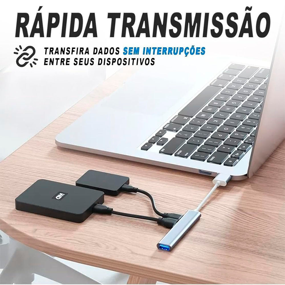 Hub Tipo C P/ 4 Portas USB 3.0 5Gbps - ZEKN90561