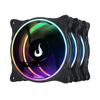Kit 3x Cooler Fan  Rise Mode Laser ARGB  Preto 120mm  + Controladora  - RM-RGB-05-5V