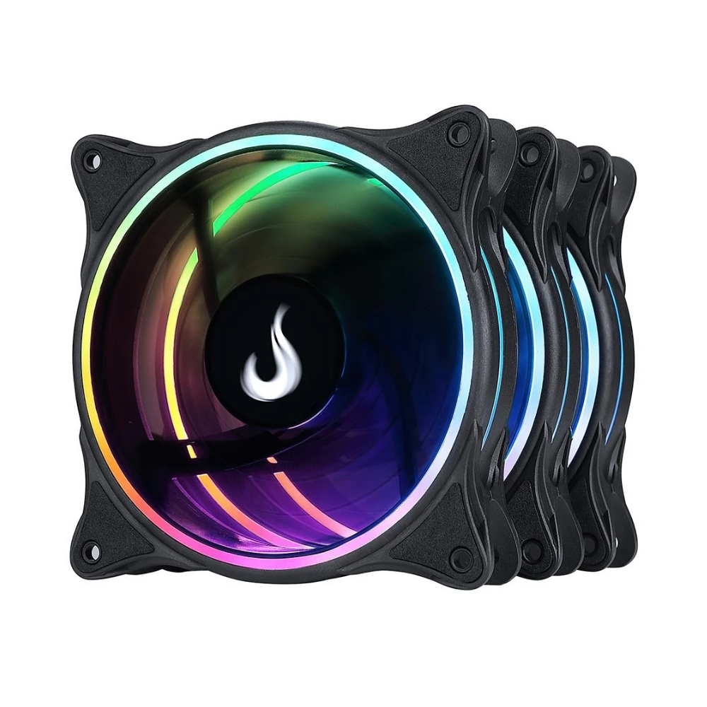 Kit 3x Cooler Fan  Rise Mode Laser ARGB  Preto 120mm  + Controladora  - RM-RGB-05-5V
