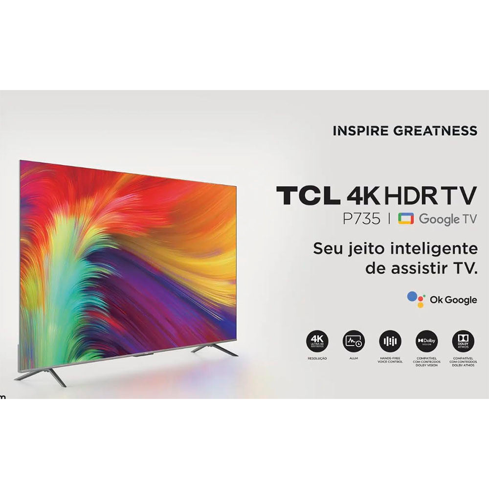 Smart TV Led TCL 65" UHD 4K Wi-fi Bluetooth USB HDMI Google Tv Android - 65P735