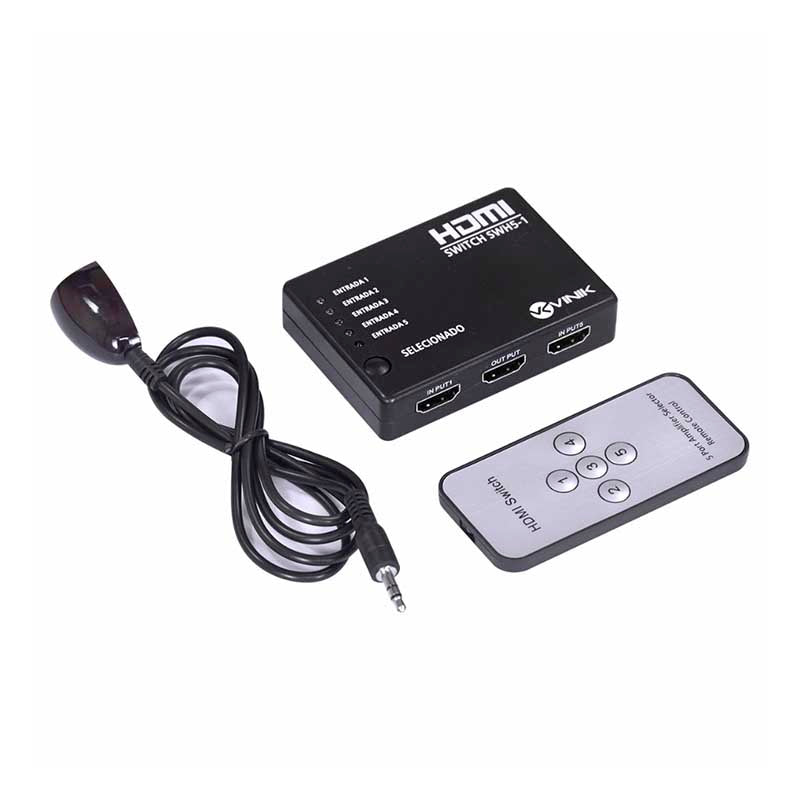 Switch Hdmi 5 Portas Vinik - Controle Remoto - Conecta Até 5 Aparelhos Em 1 Monitor