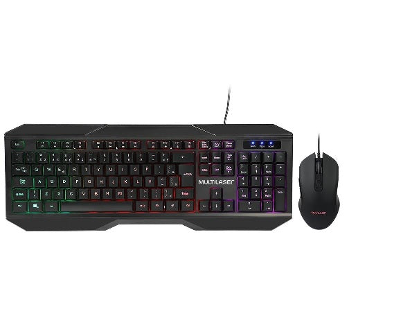 Kit Gamer Multilaser Teclado Led Abnt + Mouse Led 2400Dpi - TC239