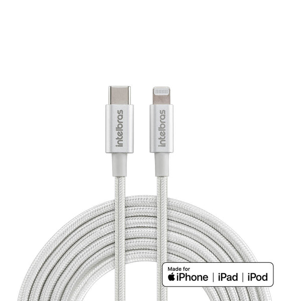 Cabo Usb Tipo C Macho P/ Lightning Macho 1,5mt Intelbras em Nylon Branco 15NB - 4830070