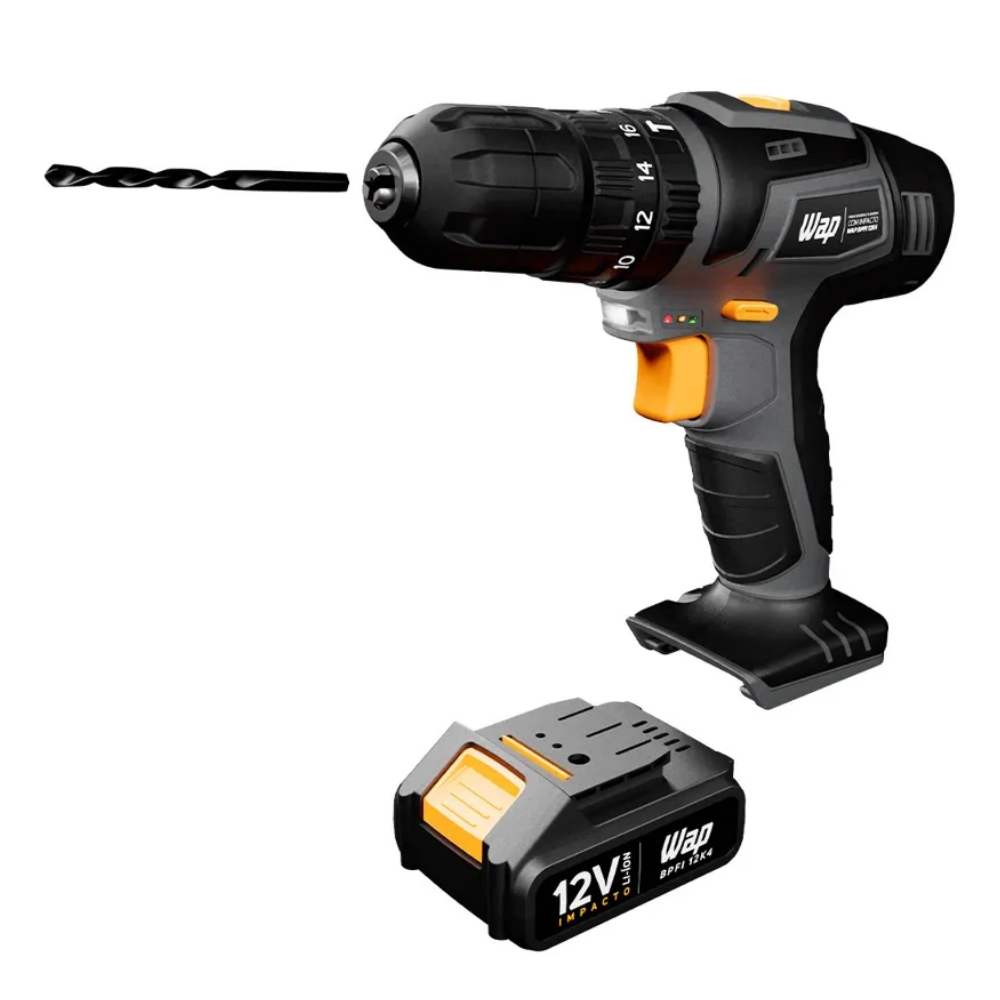 Parafusadeira e Furadeira de Impacto C/ Bateria Wap 12V - BPFI 12K4