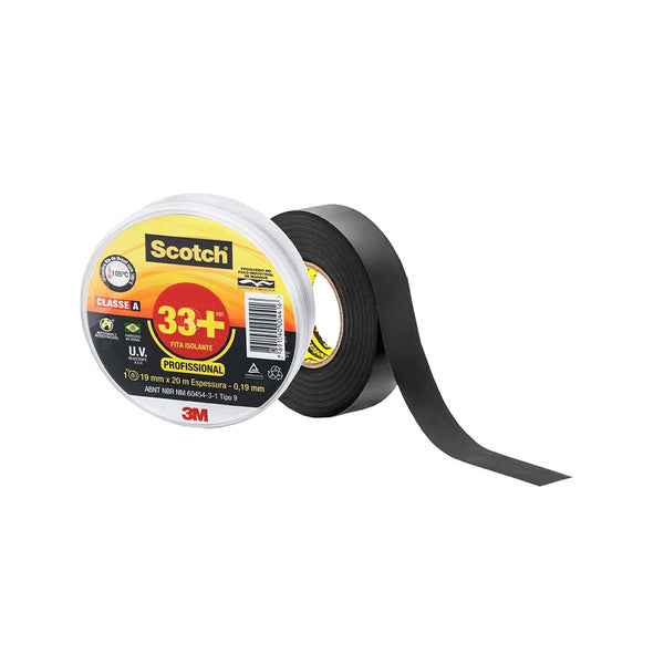 Fita Isolante 19mm x 20M 33+ 3M Scotch Preta - 5344
