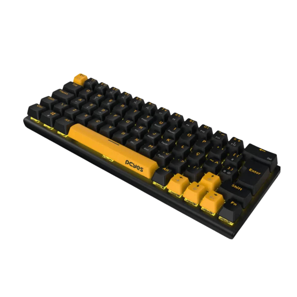 Teclado Gamer Mecanico PCYes 60% Usb A / Tipo C Switch Red Anti Ghost Kuromori Black Voyager Edition - KMVY60RD