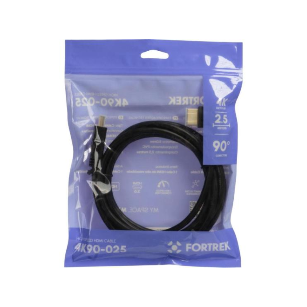 Cabo Hdmi 2.5mts 4k 90° Fortrek 4K90-025 Preto - 83595