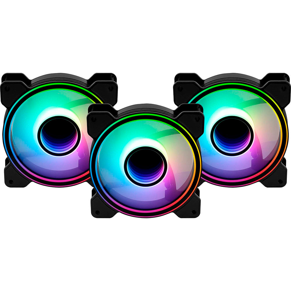 Kit 3x Cooler Fan Para Gabinete Aerocool Mirage 12 Pro FRGB 120mm + Controladora - 73848
