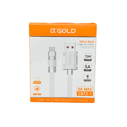 Cabo Usb V8 Para Celular 1mt aGold Branco - CB72-1
