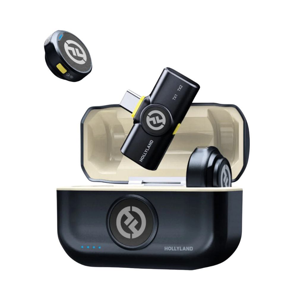 Microfone Sem Fio Wireless Lapela Tipo C Holyland Lark M2 Duo C/ 2 Microfones e Base de Carregamento