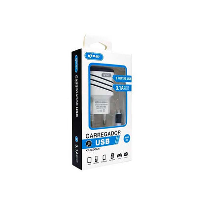 Carregador Micro Usb Tomada + 2 Entradas Knup 3.1a - KP-IC004A+