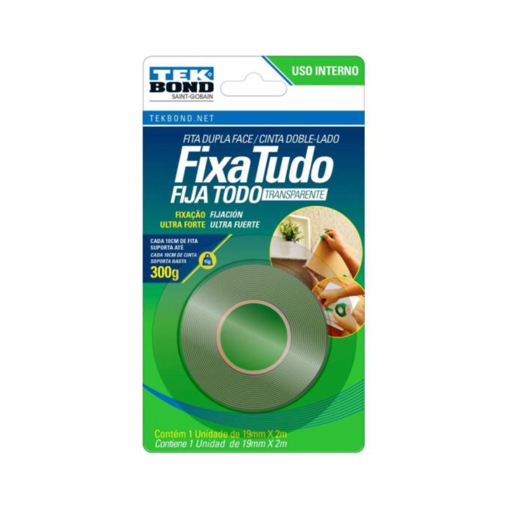 Fita Acrílica Tekbond Uso Interno Fixa Tudo 19mmx2m Blister - 77611