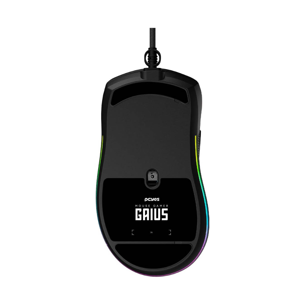 Mouse Gamer PCYes Gaius 6 Botoes 12400dpi RGB Preto - PMGGBV