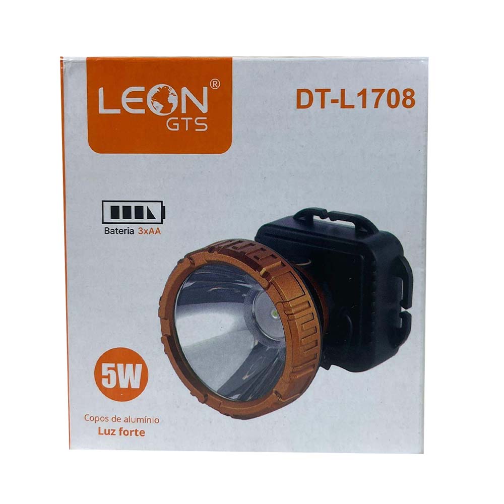 Lanterna de Cabeça Head Light 5W LED Bateria 3x AA Leon - DT-L1708