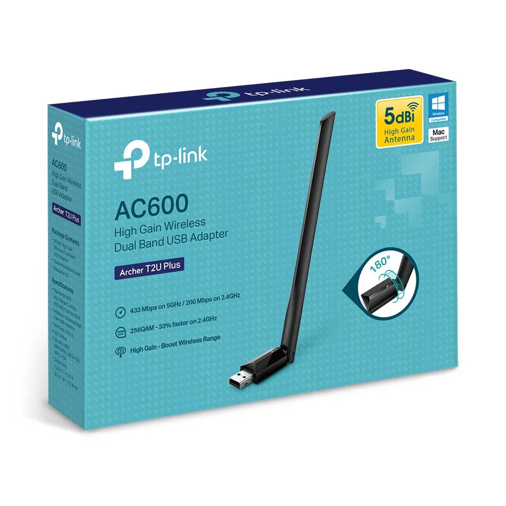 Adaptador Wireless TP-Link Dual Band USB AC600 - Archer T2u Plus