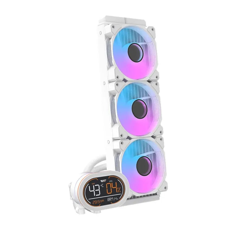 Water Cooler Triple Fan Darkflash p/ Processador White ARGB 360mm C/ LCD (Intel/AMD) Branco - DH360D