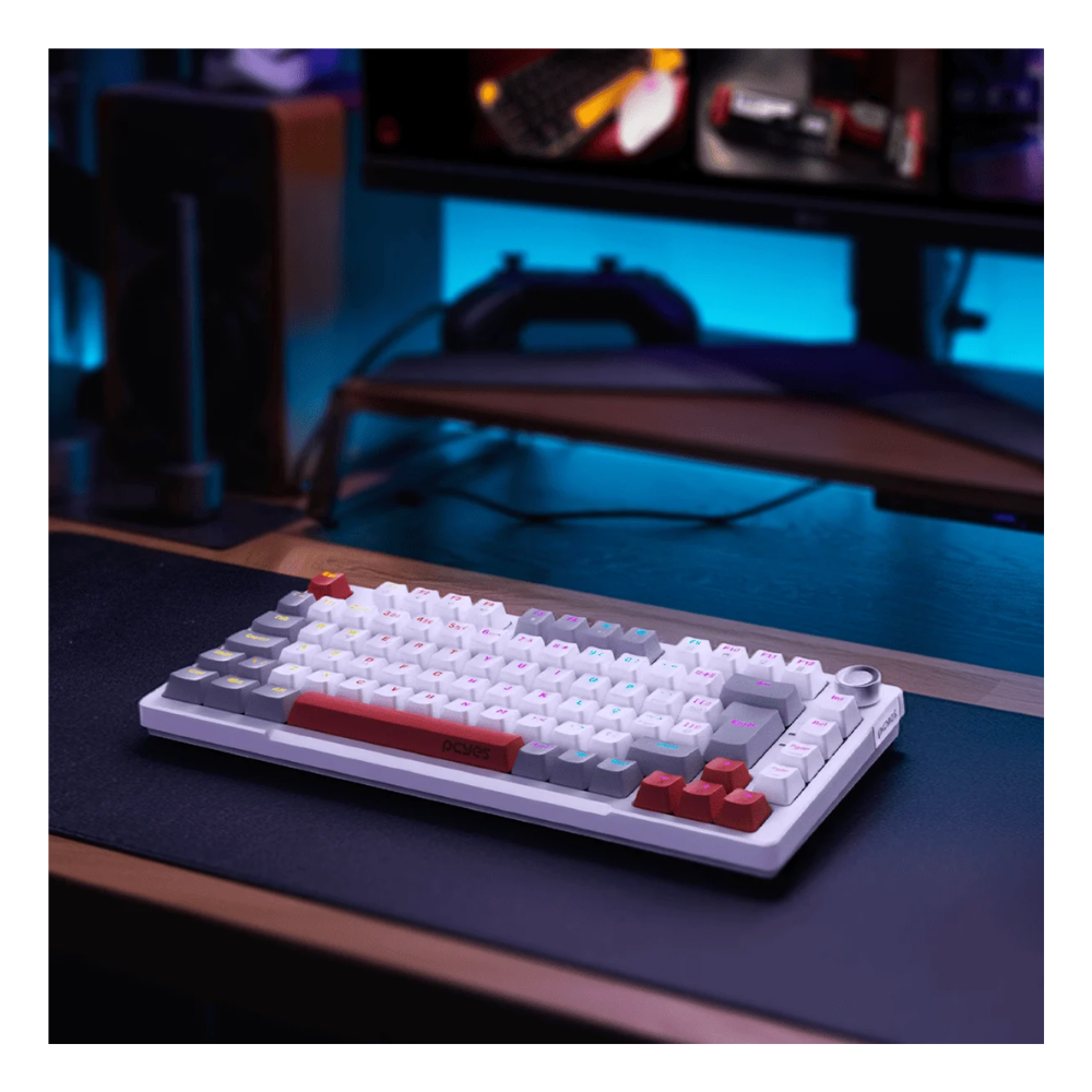 Teclado Gamer Mecanico PCYes Arkeum 75% White Ghost - Switch Blue - AKWG75BBR