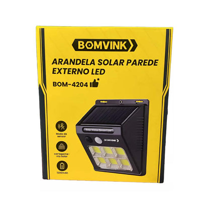 Luminária Arandela LED C/ Sensor e Painel de Carregamento Solar 1200Mah Bomvink - BOM-4204