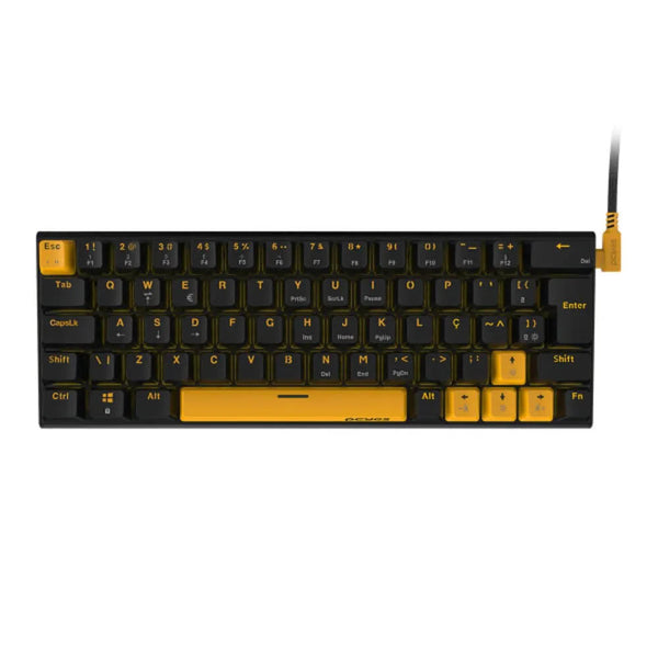 Teclado Gamer Mecanico PCYes 60% Usb A / Tipo C Switch Red Anti Ghost Kuromori Black Voyager Edition - KMVY60RD