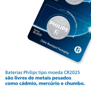 Bateria 3v Tipo Botão Cr2025 Philips - CR2025P5B/59